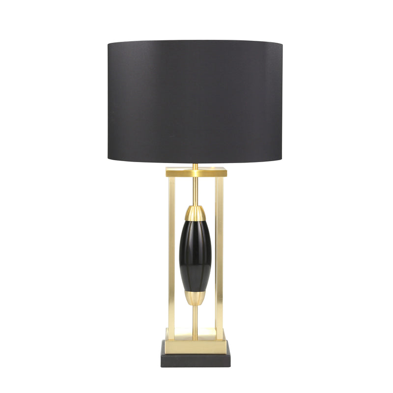 METAL TABLE LAMP W/ A BLACK OVAL CENTER 28.5, BAL