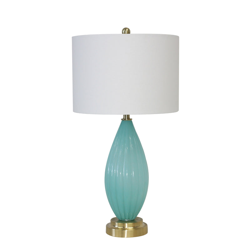 GLASS 31 GROOVED TABLE LAMP, TURQUOISE