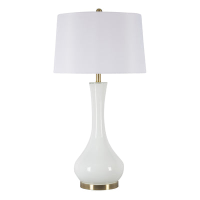 GLASS 34 TEARDROP TABLE LAMP,WHITE