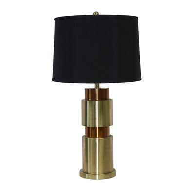 METAL 32  DOUBLE  CYLINDER TABLE LAMP, GOLD