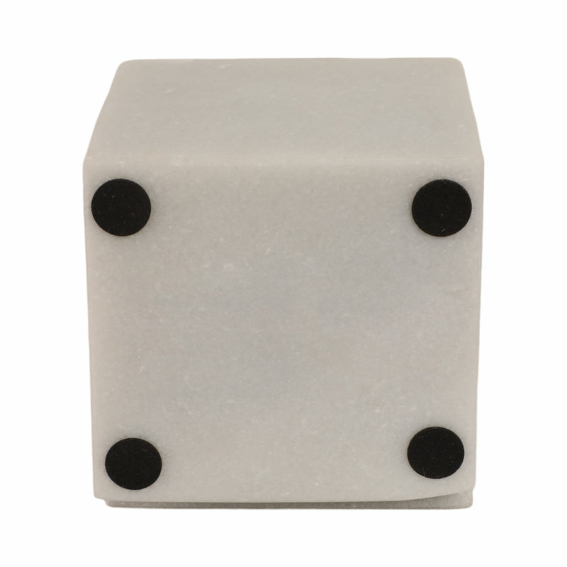 4 Cut Marble Cube, White