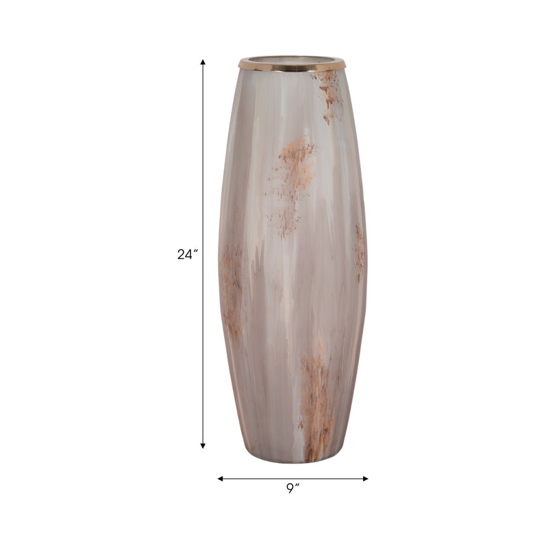 24 Curved Glass Vase Opal Finish, Ivory Multi