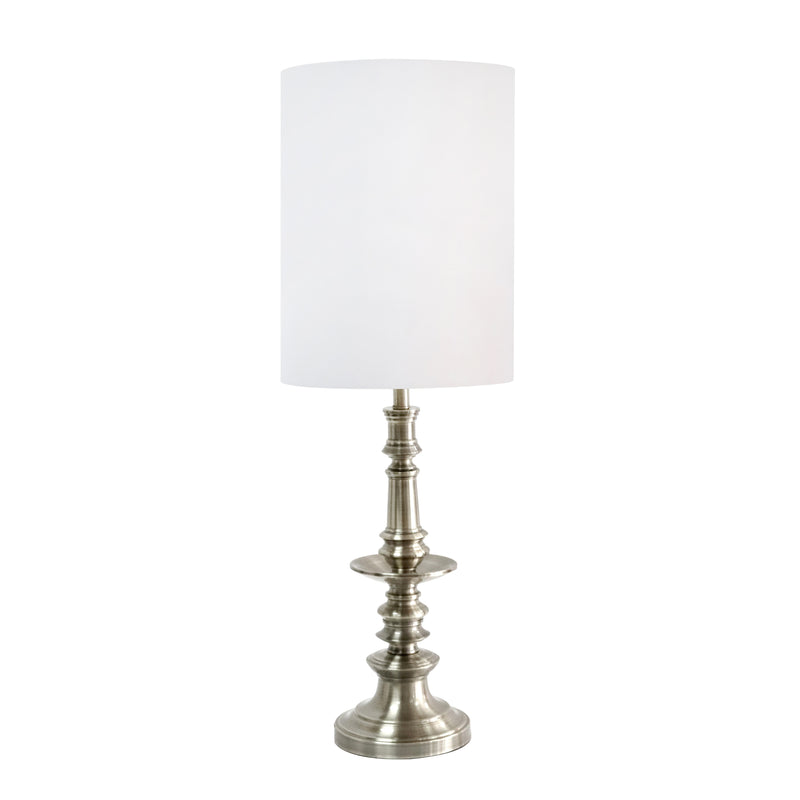 METAL 40 TURNED BASE TABLE LAMP, NICKEL