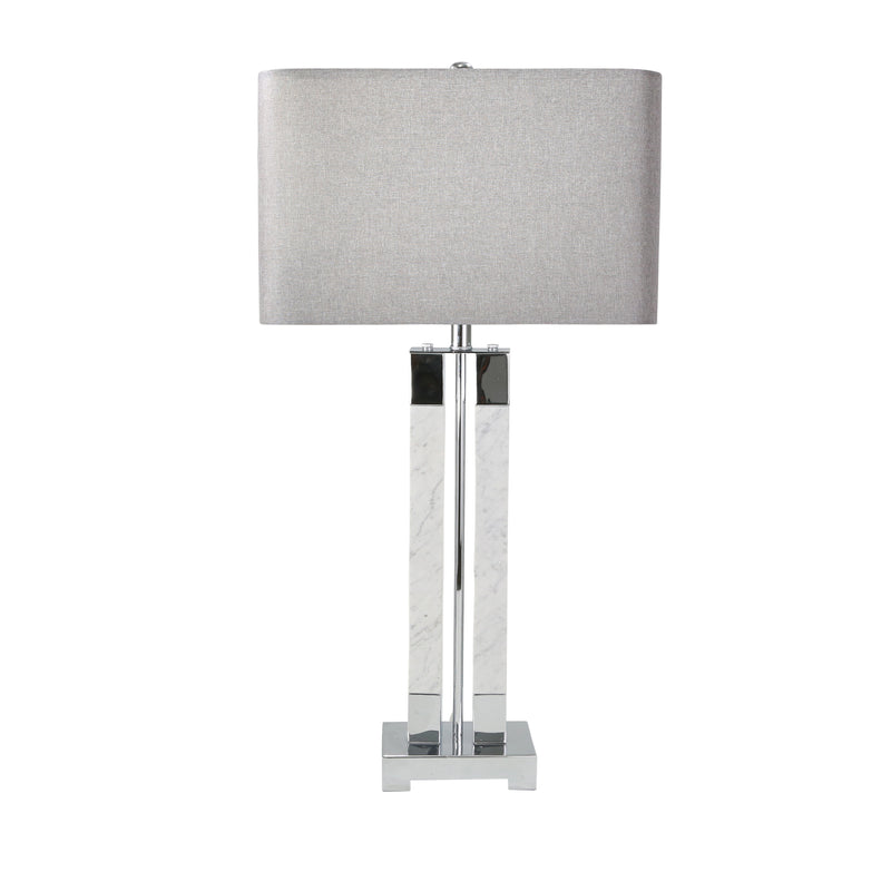 MARBLE 34 TWIN COLUMN TABLE LAMP, WHITE