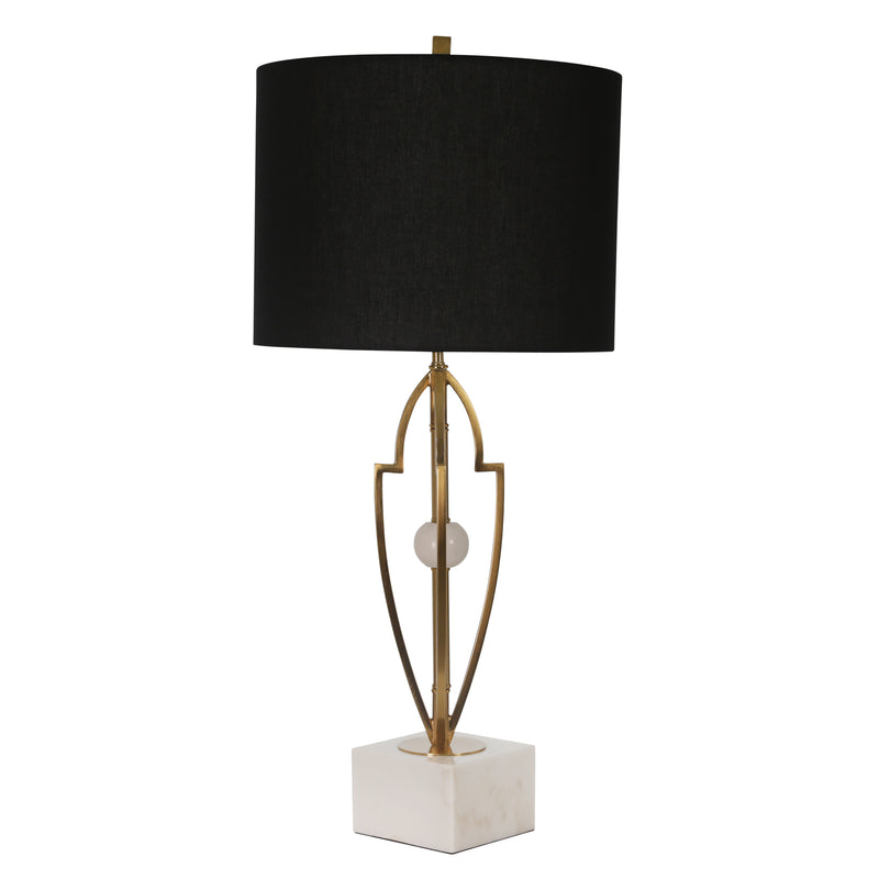 METAL 33.5 TABLE LAMP WITH WHITE MARBLE BASE,GOLD