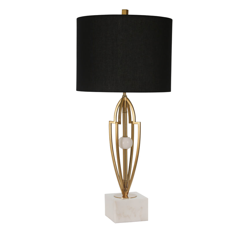 METAL 33.5 TABLE LAMP WITH WHITE MARBLE BASE,GOLD