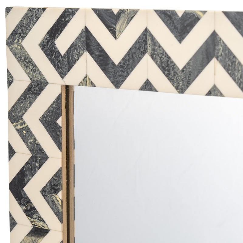 RESIN 24X36 CHEVRON RECT MIRROR GRAY/WHT