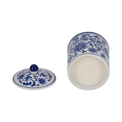 Cer, 6 8oz Chinoiserie Scntd Candle W/lid,wht/blu