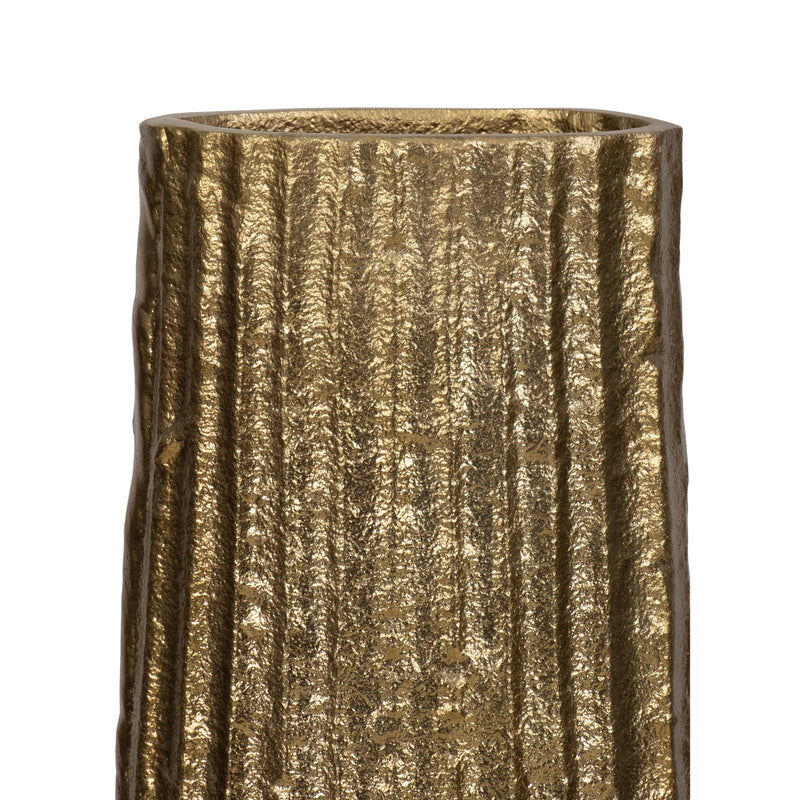 METAL, 58 RIBBED FLOOR VASE, GOLD