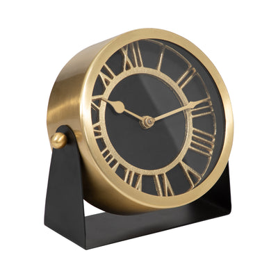 METAL TABLE CLOCK 6.5'' GOLD BLACK