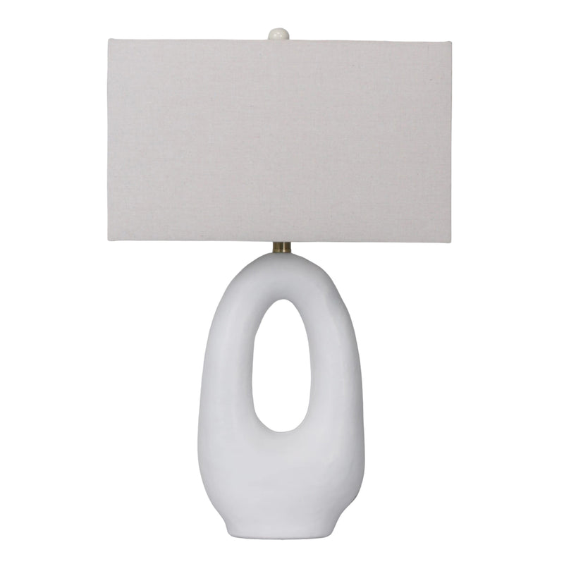 27 Open Cut-out Oval Table Lamp, White