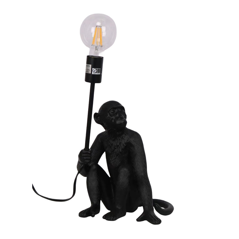 20 Monkey With Lightbulb Table Lamp, Black