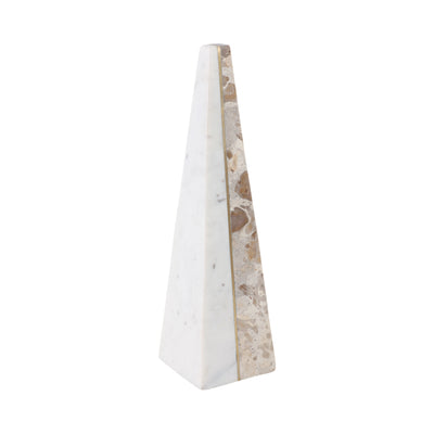 14 Pompano Small Beige And White Marble Pyramid