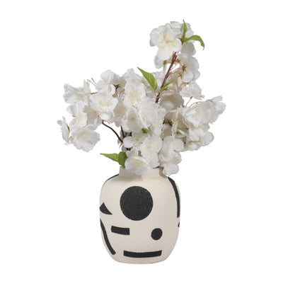 CER, 6 FUNKY BULBOUS VASE, IVORY/BLACK