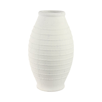 20 Rope Ribbed Terracotta Vase, White