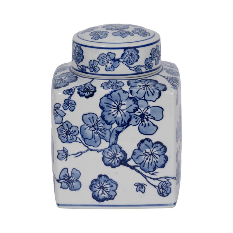 8 Cherry Blossom Chinoiserie Jar, Blue/white