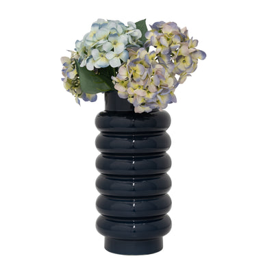 CER, 16 RIBBED VASE, NAVY