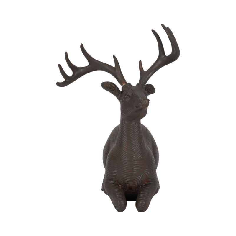 Resin, 11h Laying Reindeer Deco, Brown