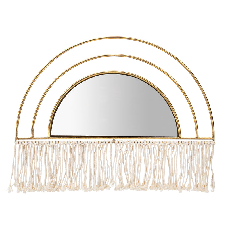 METAL/WOOD, 17H ARCHED MIRRORED WALL DECO, GOLD