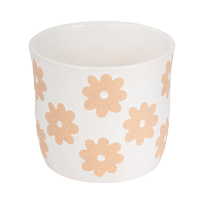 6 Flower Power Planter, White/tan