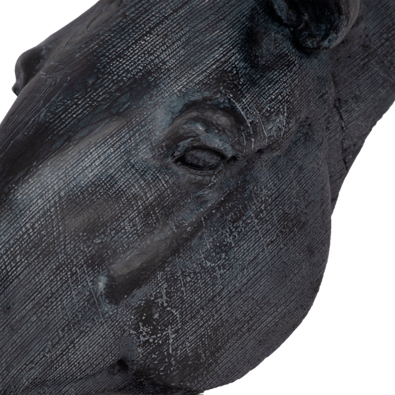 11 Horse Head Sculpture On Stand, Black