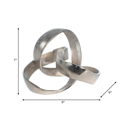 ALUMINUM KNOT SCULPTURE, 7, SILVER MATTE