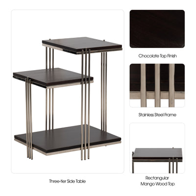 Metal/wood, 24 Three Tier Side Table