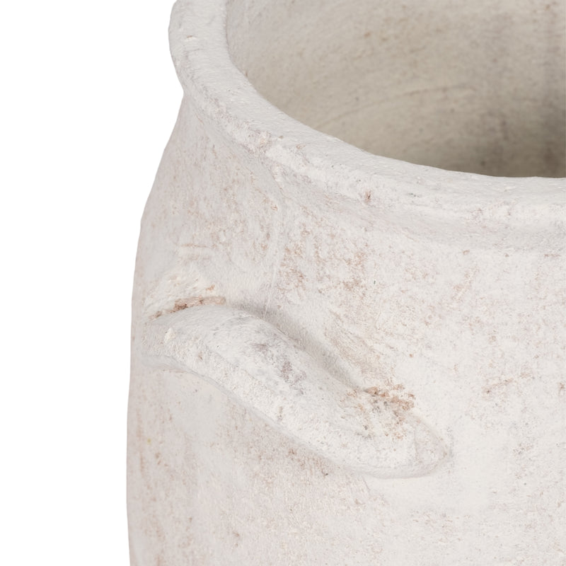 8 Traditional Handle Vase Rough Finish, White