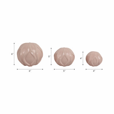 S/3 4/5/6 Madison Pink Cer Deco Balls - Set Of 3