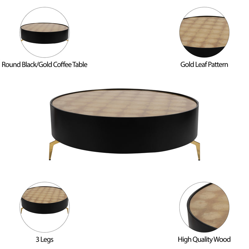 WOOD,47 GOLD LEAF TOP COFFEE TABLE, BLK/GLD, KD