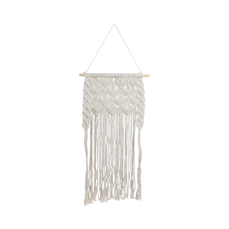 WOOD, 18 MACRAME WALL SHELF, IVORY