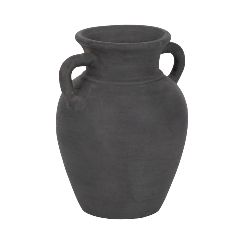 TERRACOTTA, 9 VASE WITH HANDLES, BLACK