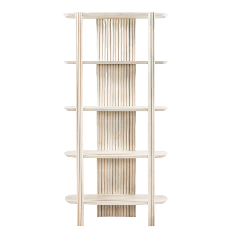 71 Catalina  Fluted Wood Etagere, Cream