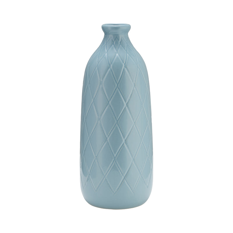 CER, 16 PLAID TEXTURED VASE, CAMEO BLUE