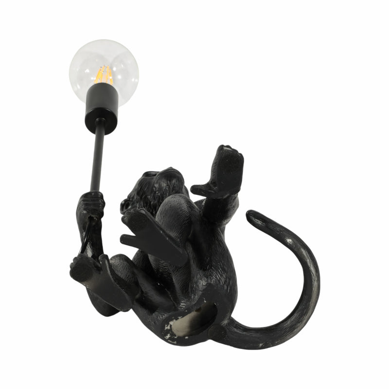 20 Monkey With Lightbulb Table Lamp, Black