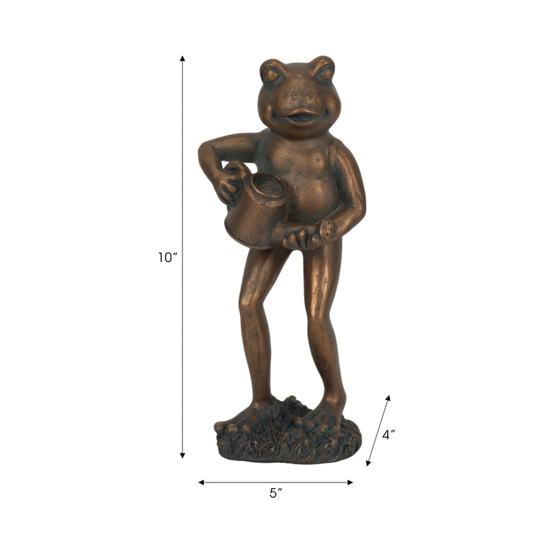 10 Frog With Watering Can, Bronze