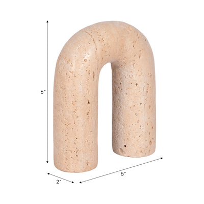 6 Rounded Travertine Arch Object, Tan