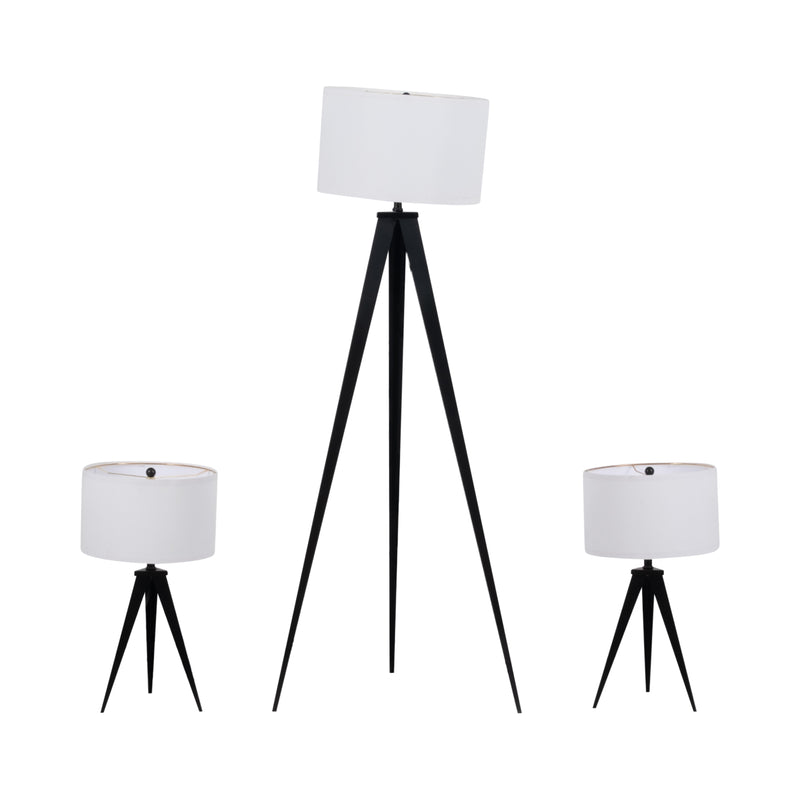 Metal,s/3,23/60h,table&floor Tripod Lamps,blk