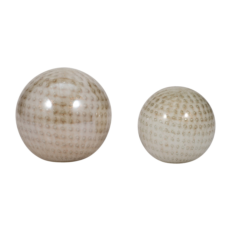 S/2 5/6 Meira Ivory Swirl Spheres