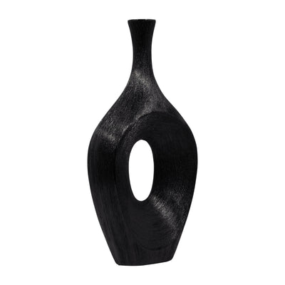 CER, 19 SCRATCHED OPEN CUT VASE, BLACK