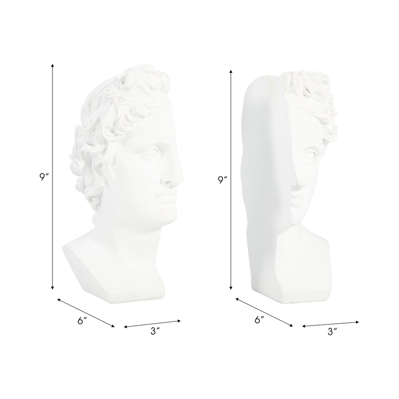 S/2 Resin, 9 Greek Goddess Bookends, White