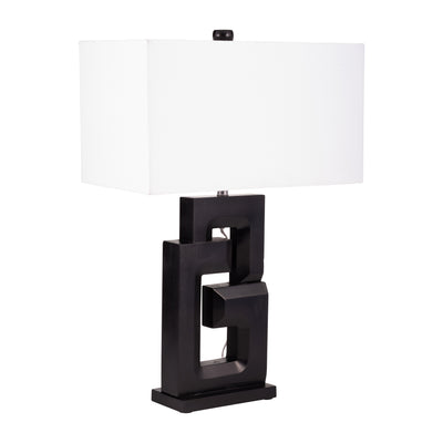 Wood, 27h Geometric Lamp, Black