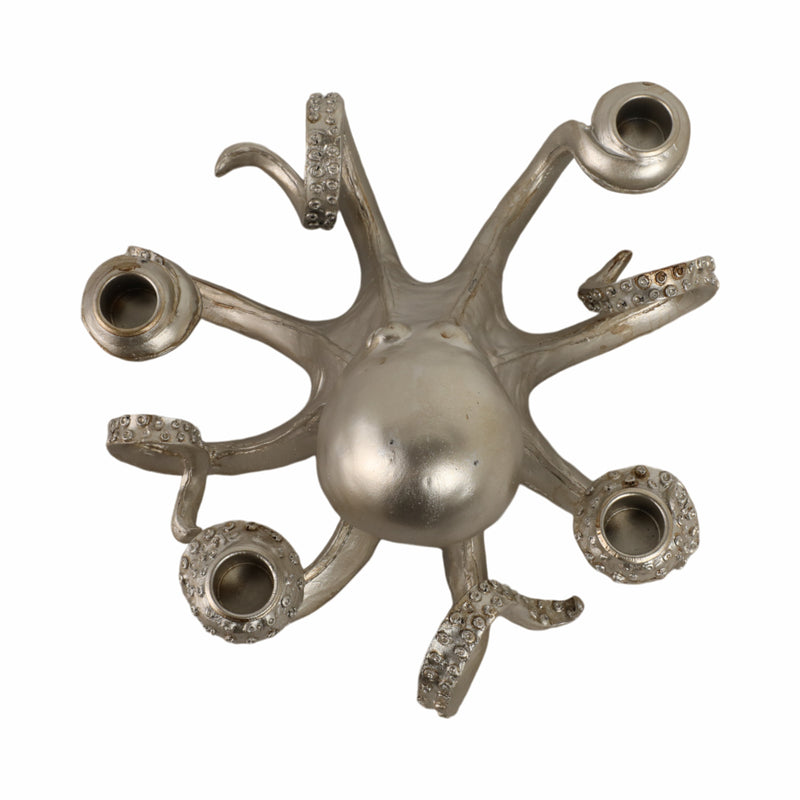 11 Octopus 4-taper Candle Holder, Silver