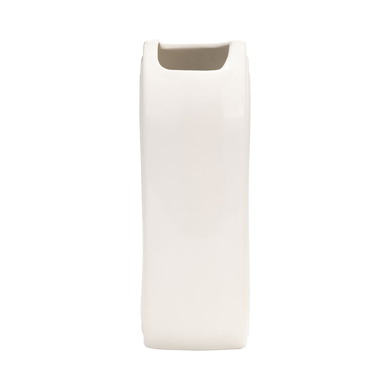 CER, 9 OVAL RIDGED VASE, WHITE