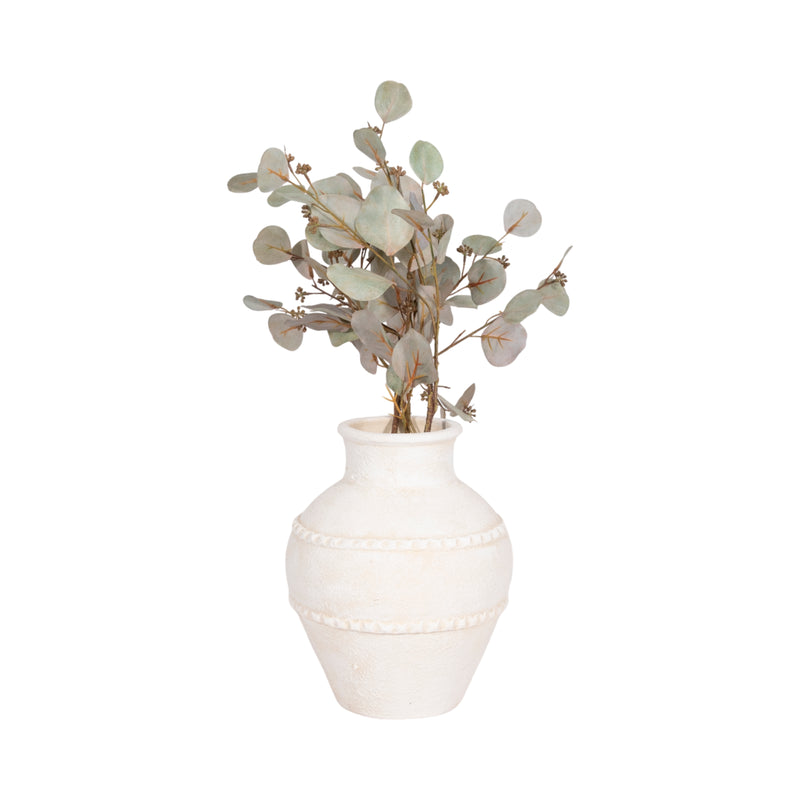 12 Traditional Textured Terracotta Vase, Ivory