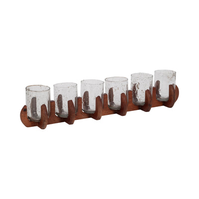 Glass, 24 6-votive Holders W/ Base, Brown/clear