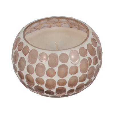 Glass, 4 10 Oz Mosaic Scented Candle, Soft Pink