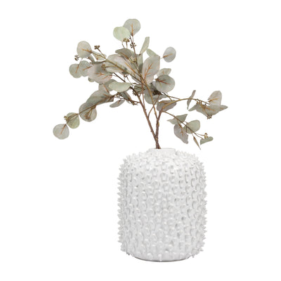 Stoneware, 11 Hand Made Dot Vase, White