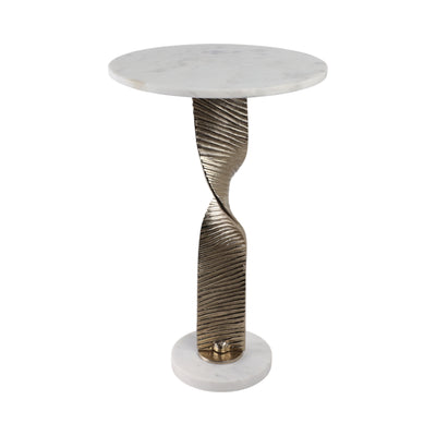 Metal, 24 Twisted Base Accent Table,white/gold Kd