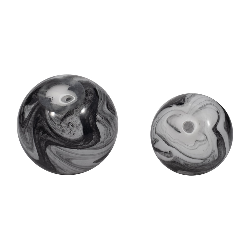 S/2 5/6 KATRINA GRAY SWIRL SPHERES